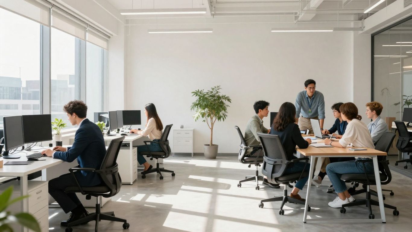 Law firm owner reviewing SEO agency results on laptop showing growth in leads